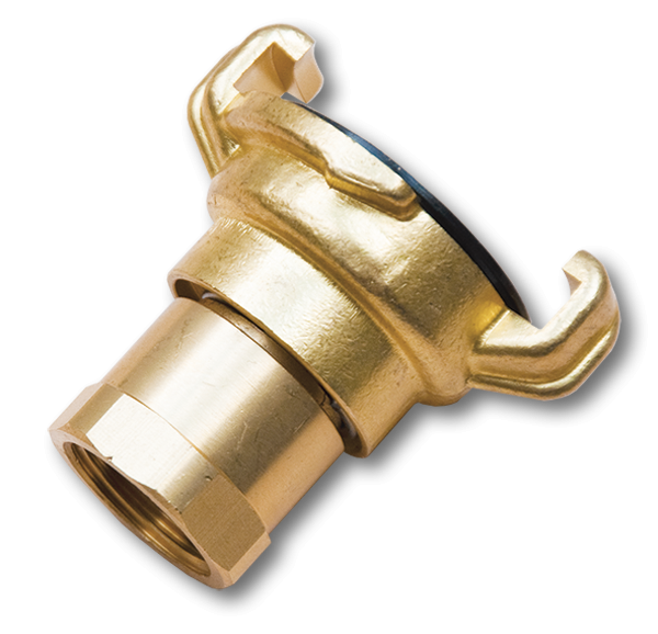 Brass swivel claw fitting, 1" BSPF with internal thread ends