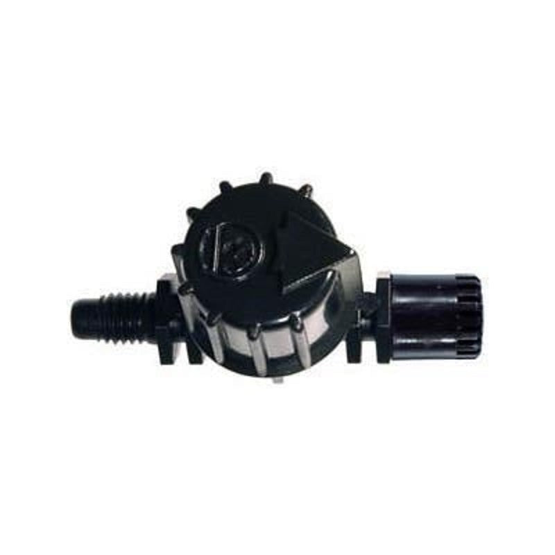 Antelco Vari-Jet 360° black cap unit, side view with threaded inlet and vent fins