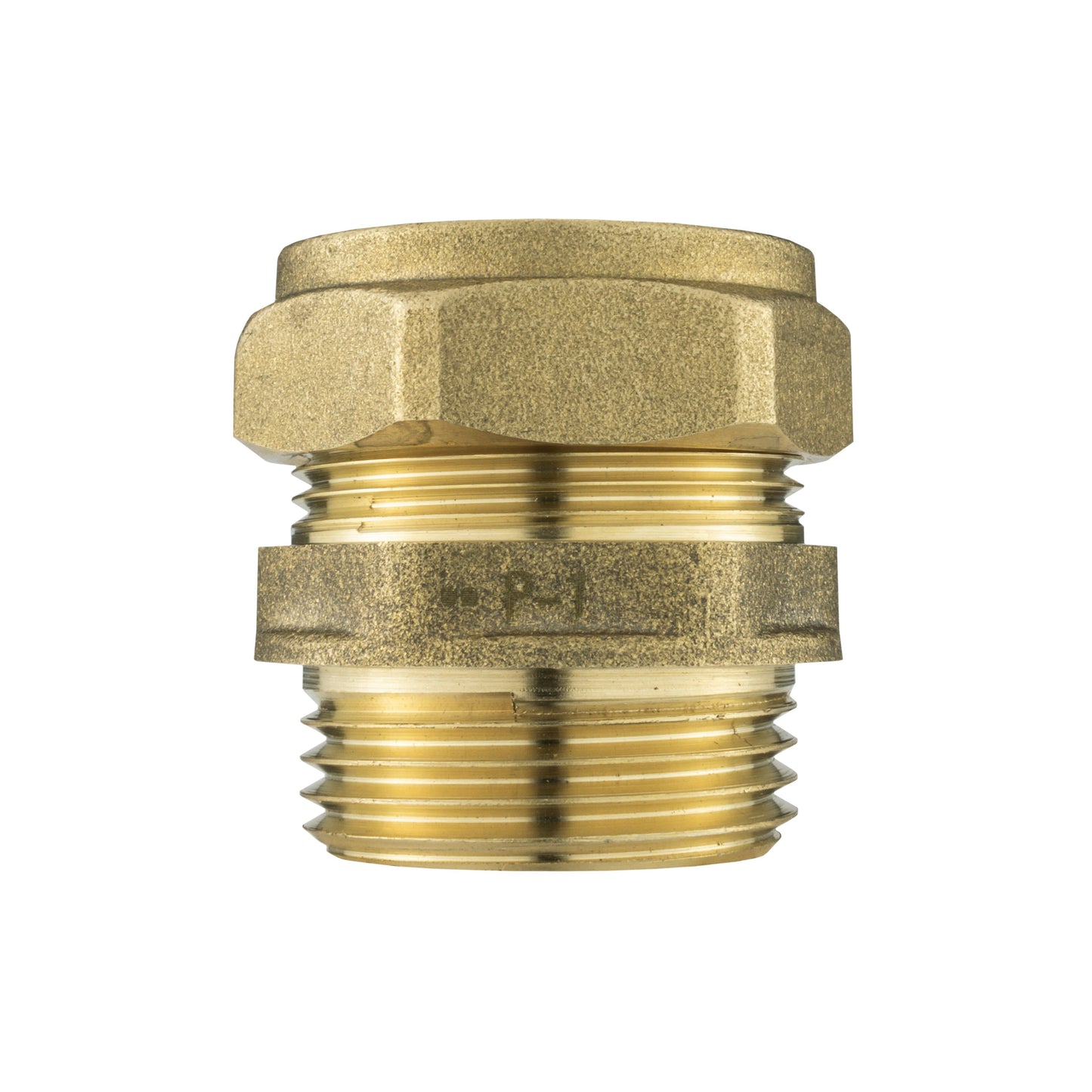 Brass compression connector end with internal thread and sealing face