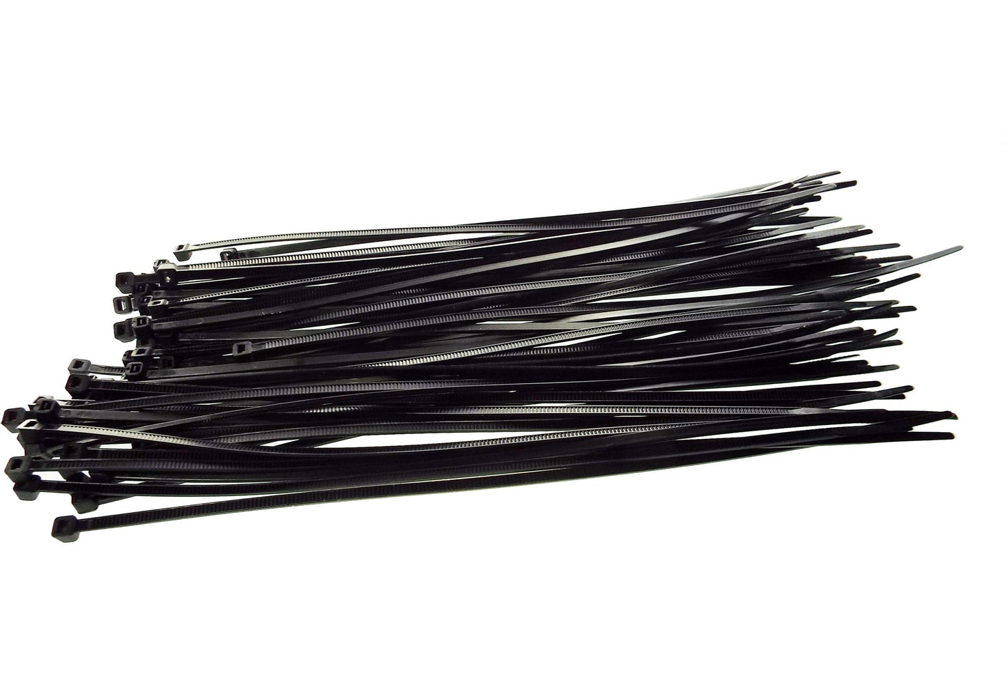 Black cable ties, 2.5 x 100 mm, long straps with locking heads