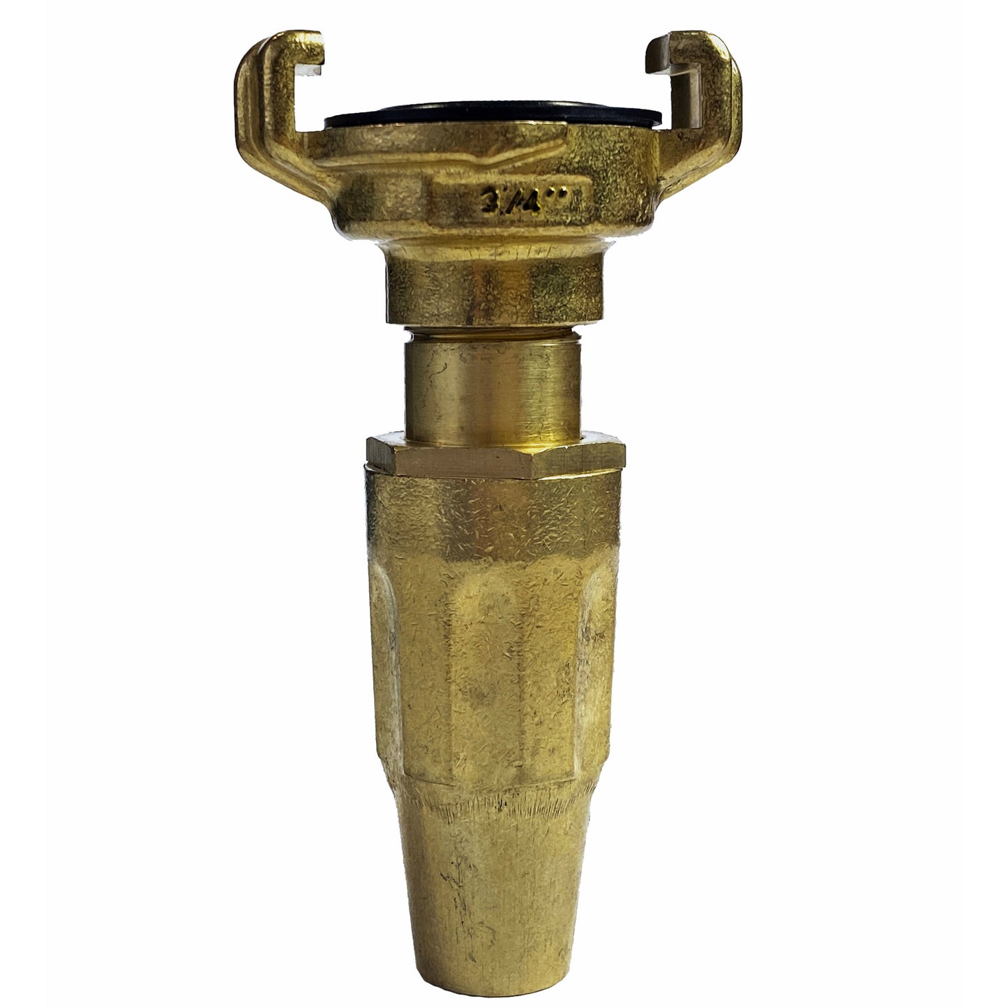 Brass claw lance 3/4" fitting with spring-clamp ends