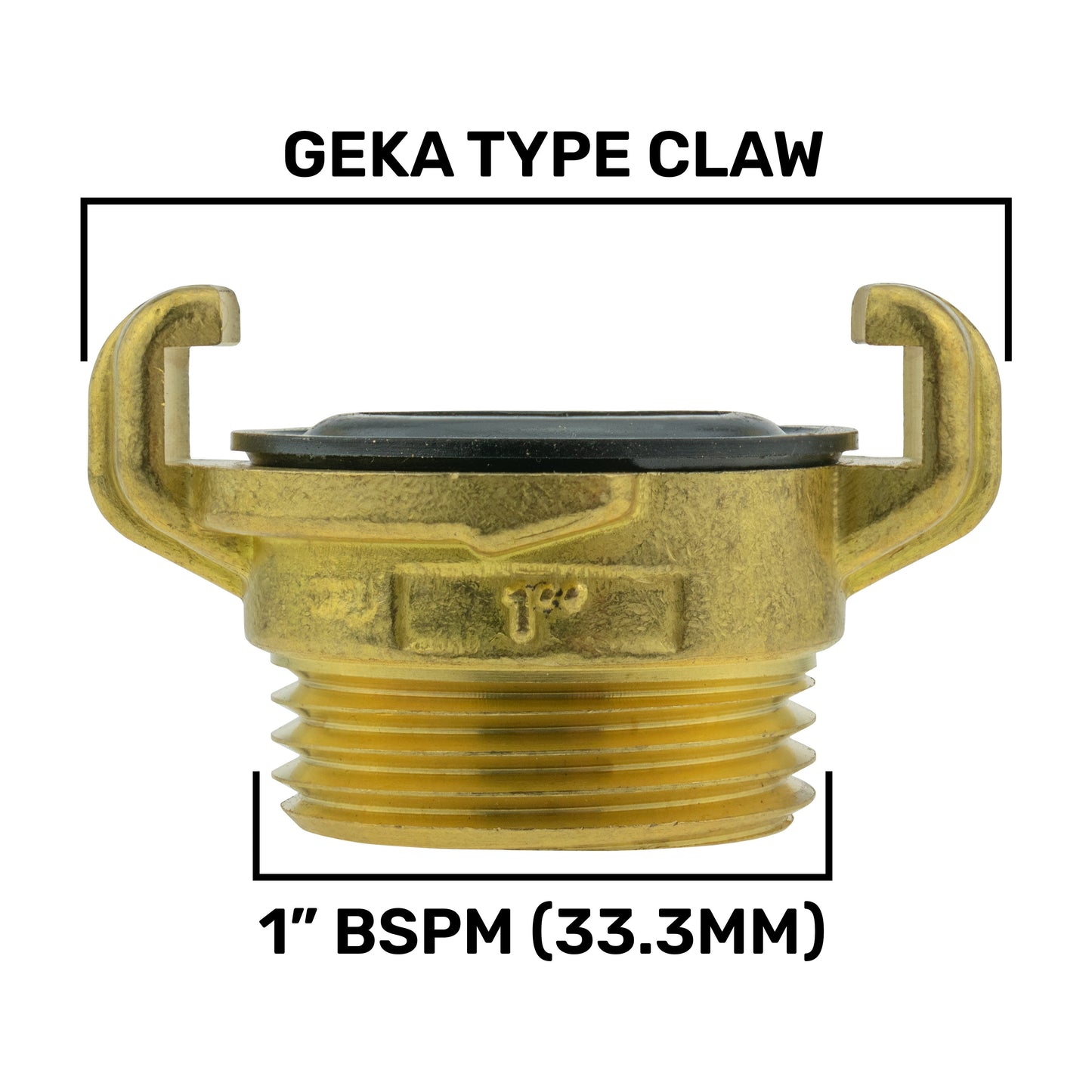 GEKA TYPE CLAW: Messingfitting mit 1" BSPM (33.3MM) und schwarzem Dichteinsatz