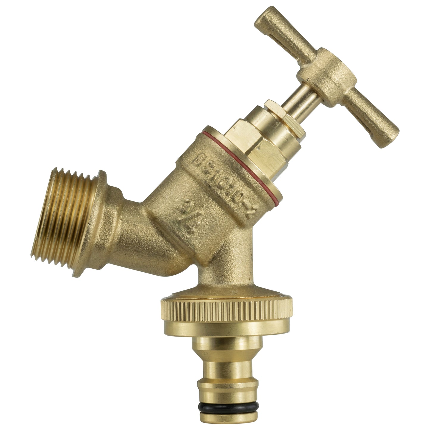 Brass bib tap for water butts, lever handle and 3/4" threaded outlet