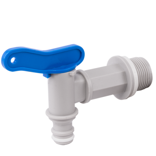 3/4" BSPM PP snap-on male tap with washer and blue lever handle