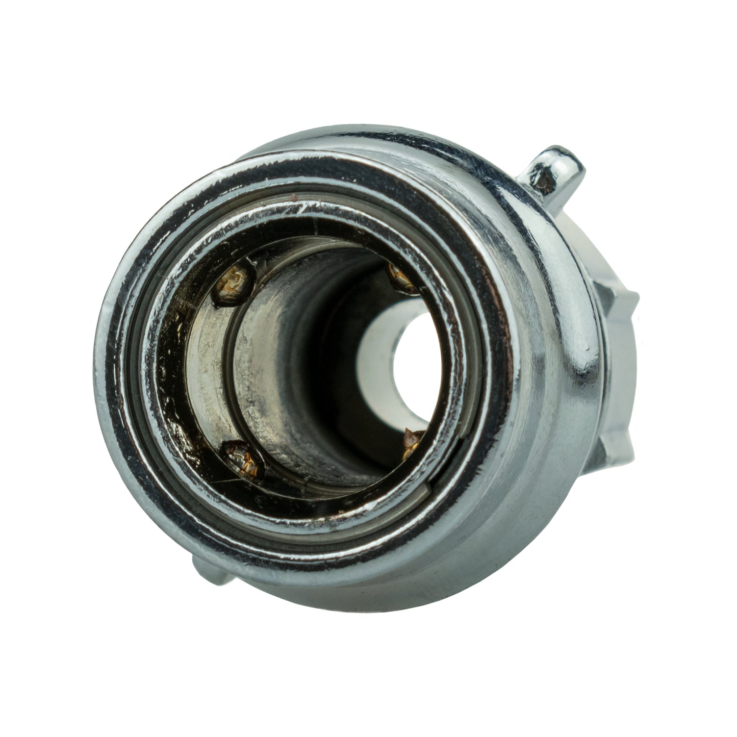 Female hose connector 1/2 in, zinc chrome, front port opening with contacts