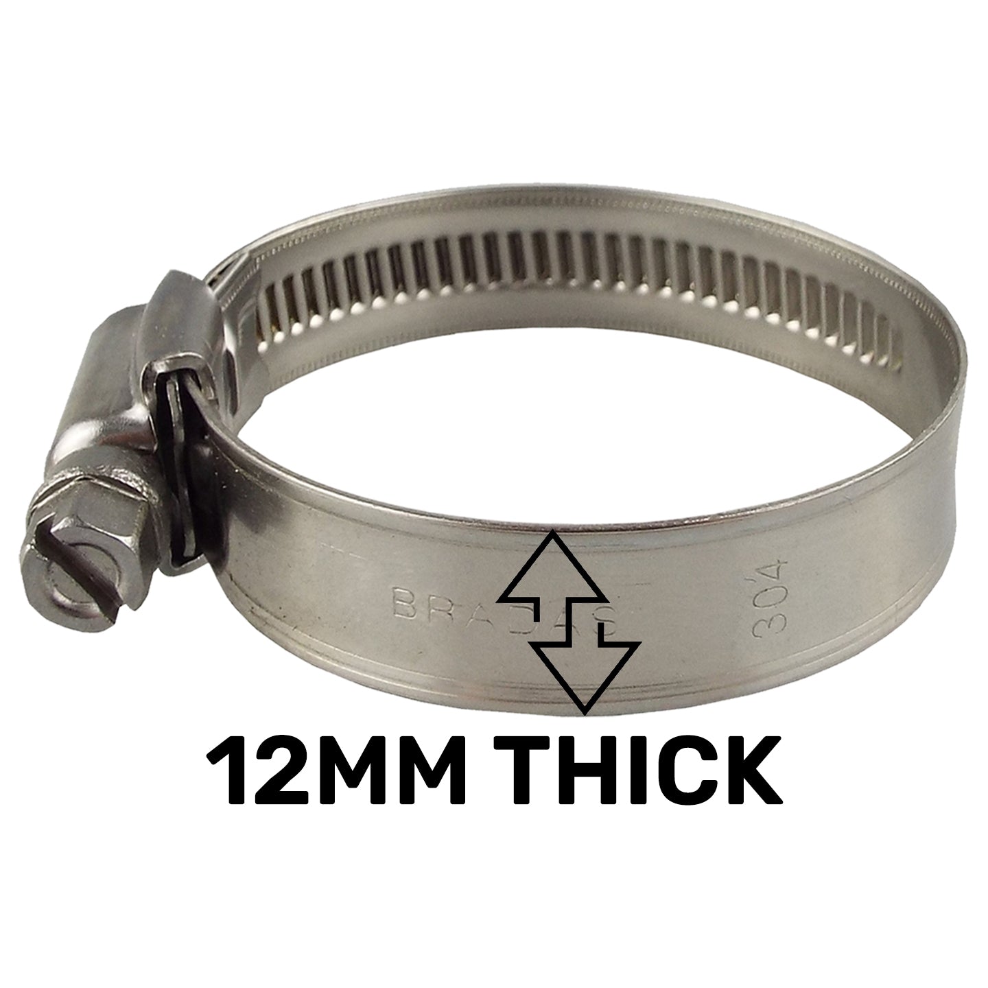 A4 hose clip stainless steel, 12 mm thick band, 40–60 mm