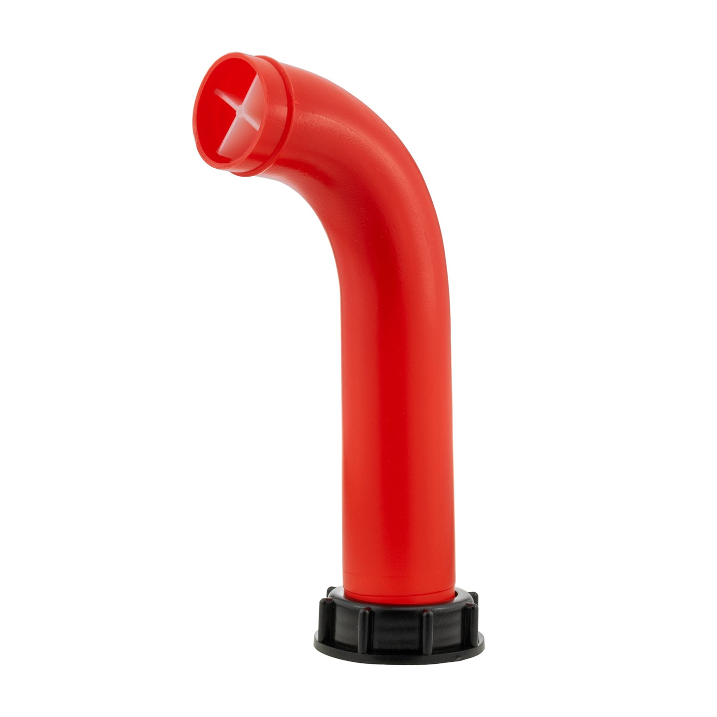 Red IBC angle 2 in fitting with black base clamp ring and side outlet