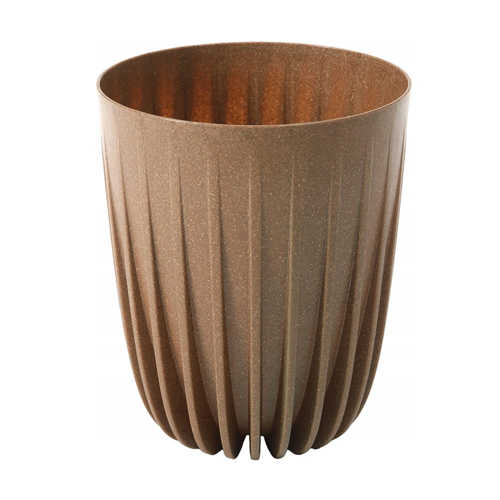 Mira pot no-hole 250mm eco wood planter, ridged brown