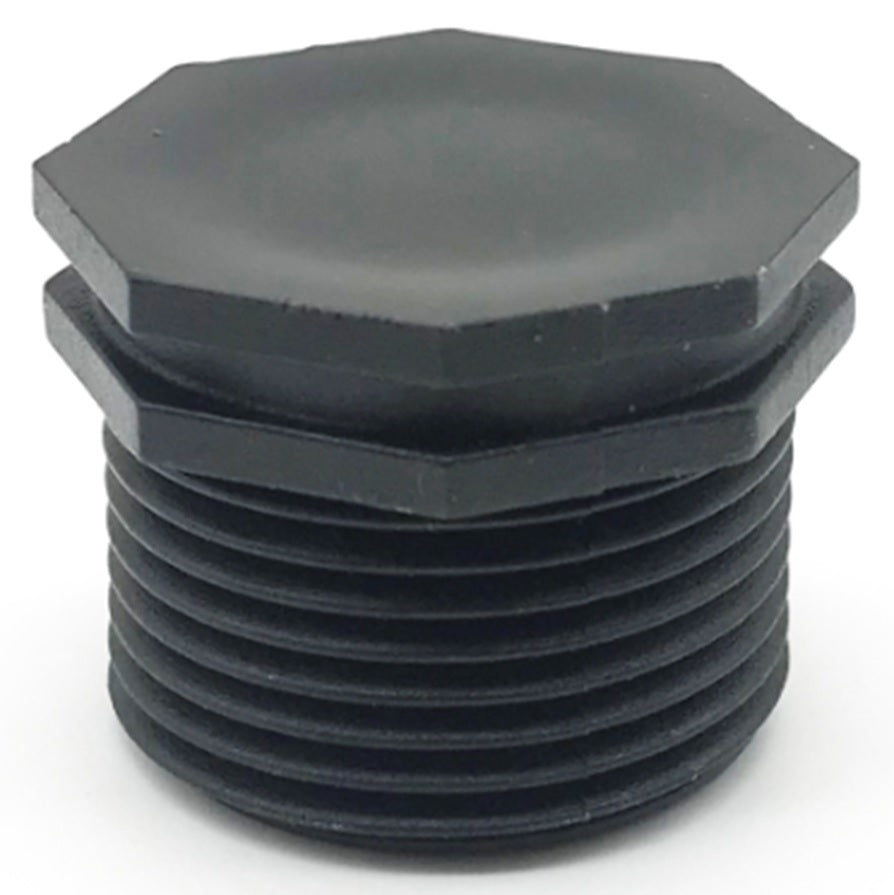 End Plug Connector 2" BSPM with black hex top and threaded end
