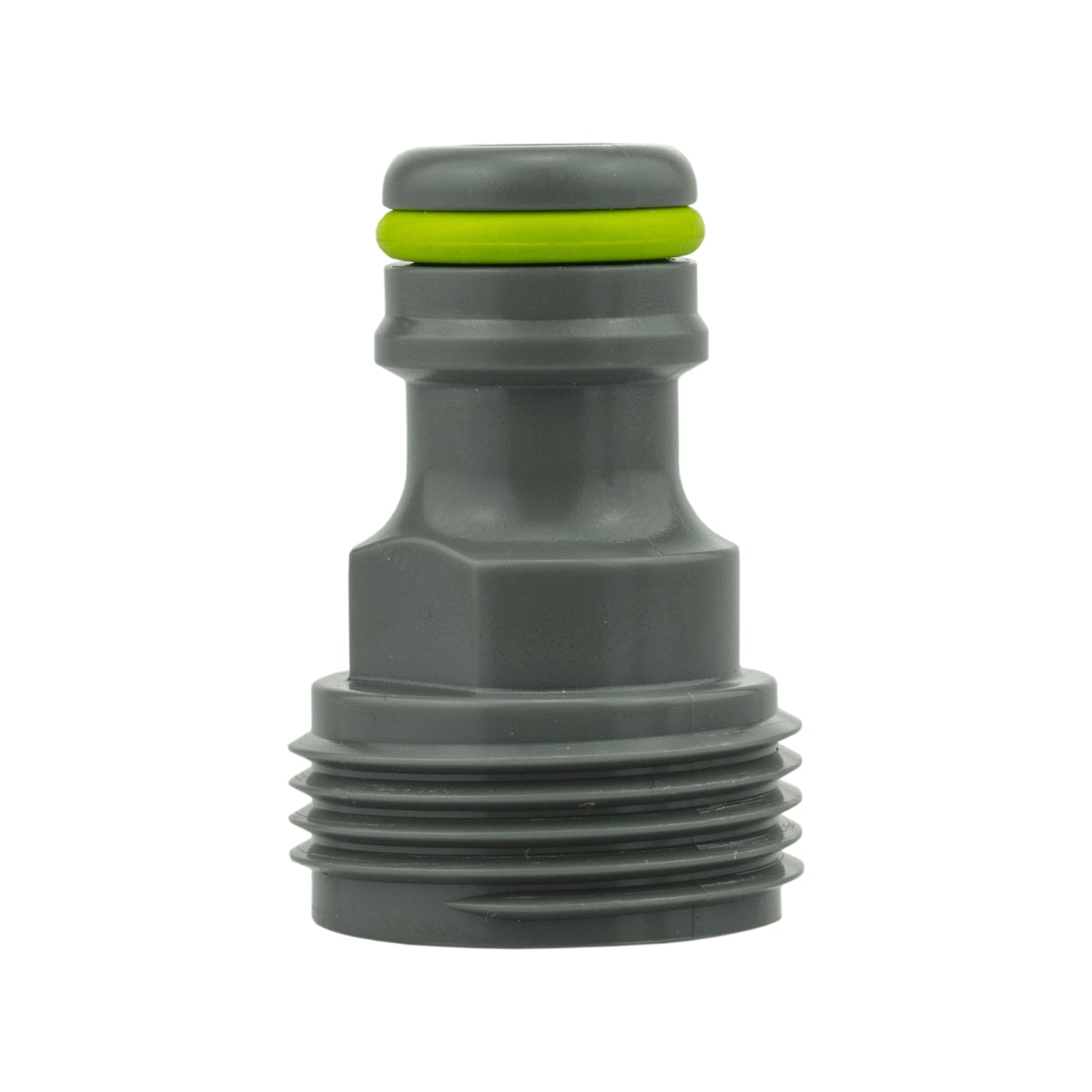 Click-lock hose connector, grey body with green O-ring seal