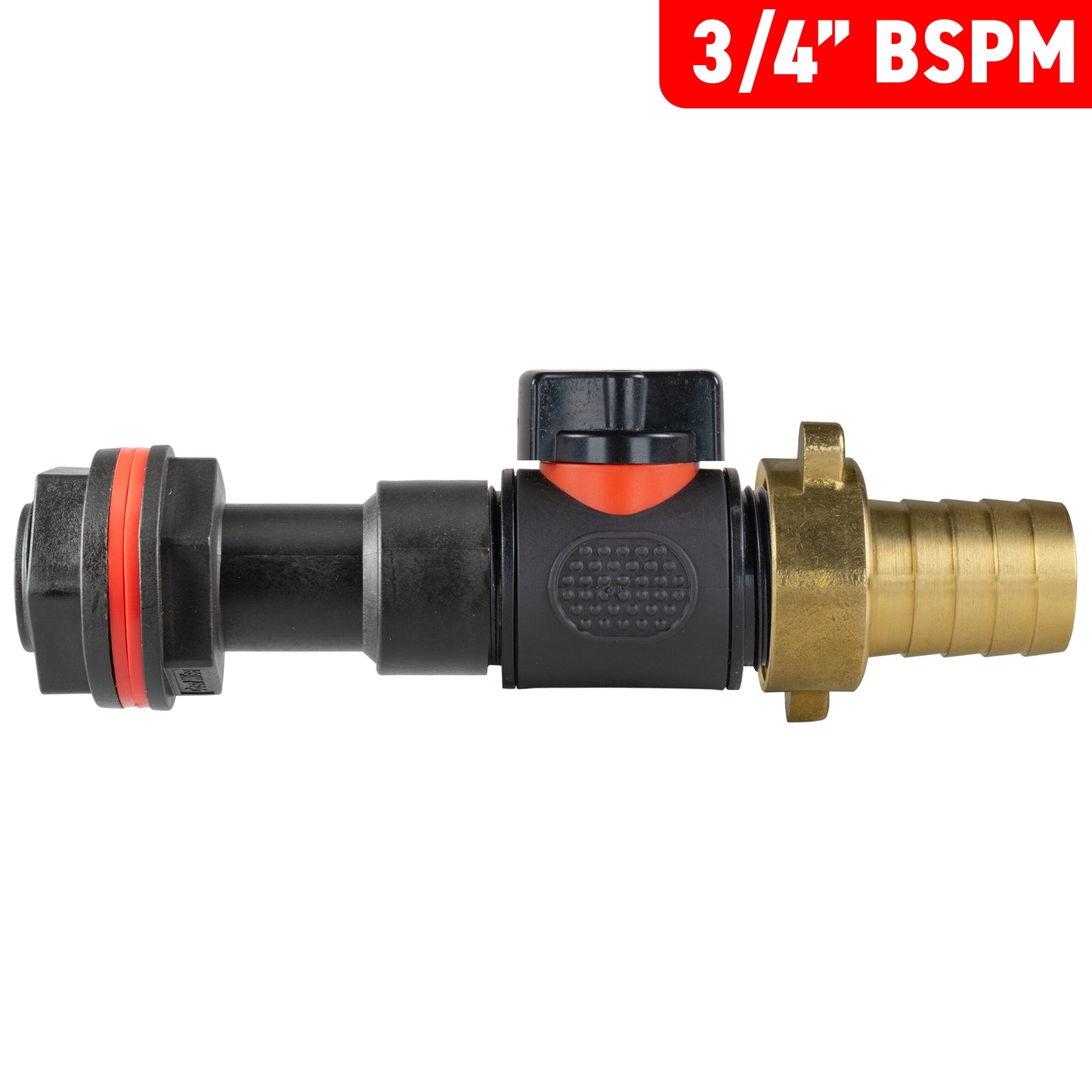 3/4" BSPM water butt extension kit with inline valve and brass 3/4" barb