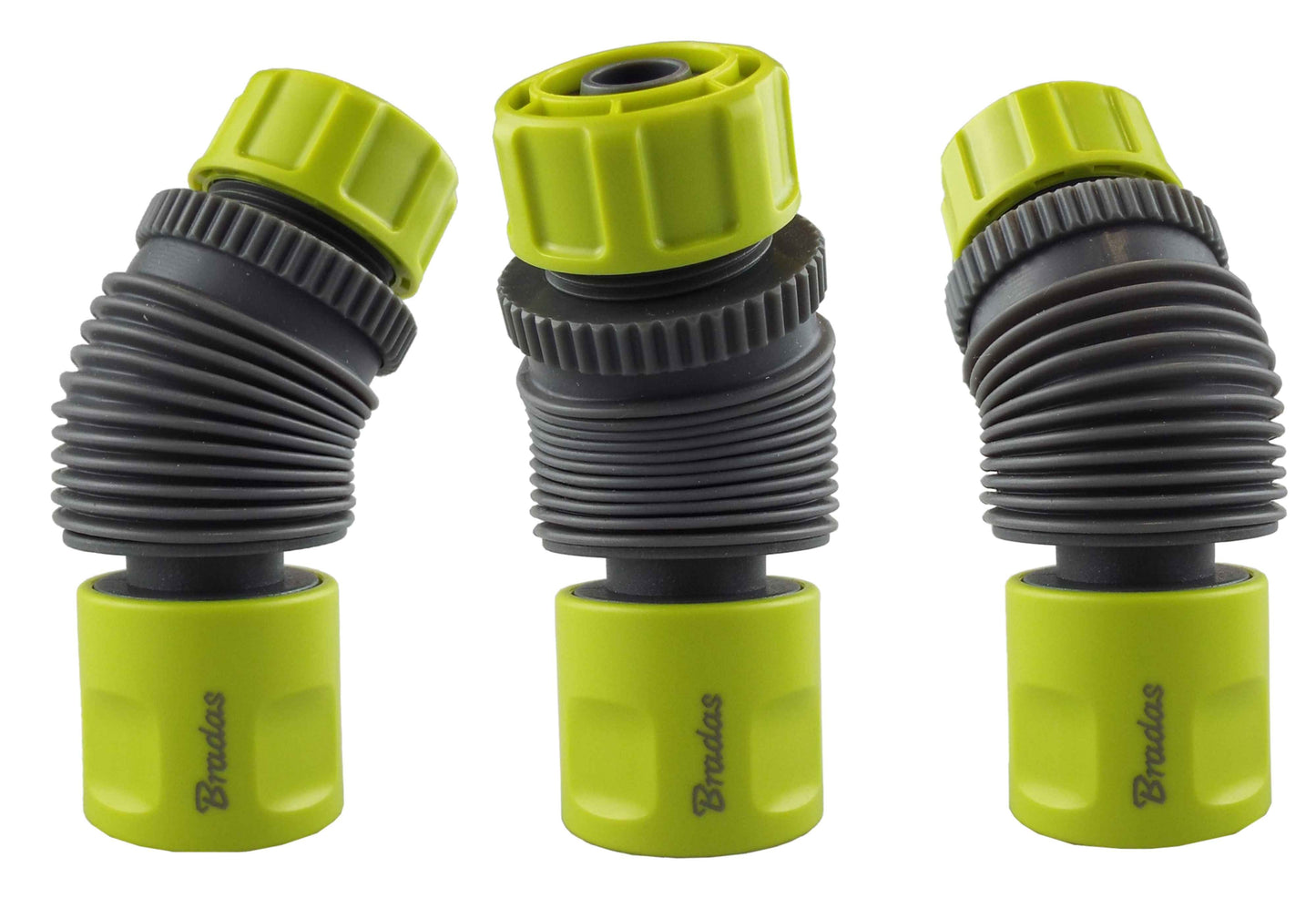 Flexibler Schlauchverbinder 1/2", Limettengrün, beide Enden mit geripptem Anschlussprofil