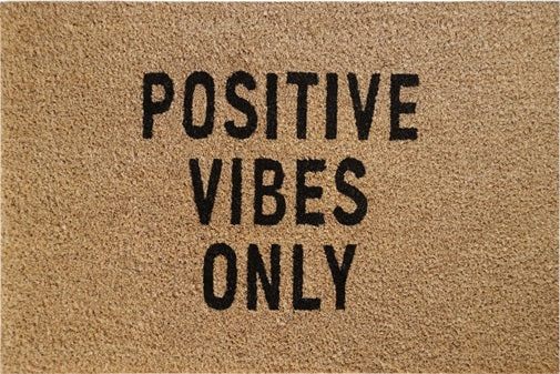 Doormat 60x40 cm, braune Matte mit Text „POSITIVE VIBES ONLY“