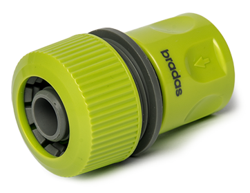 Lime 3/4" female hose connector, ribbed coupler with gray inlet and black ring