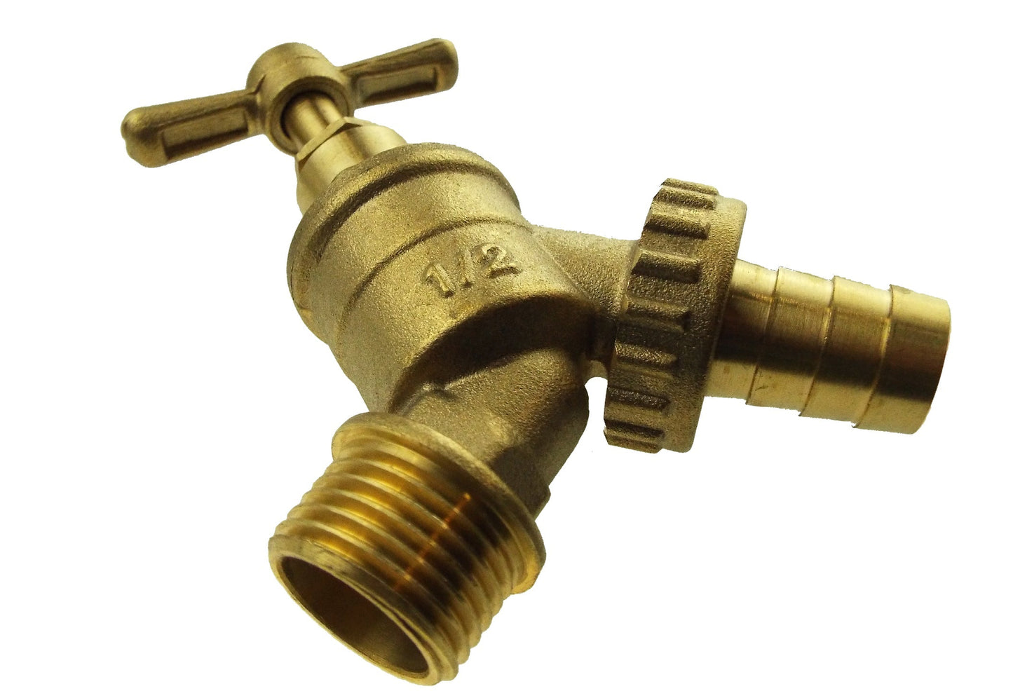 Brass garden bib tap 1/2" BSPM inlet with threaded male connection