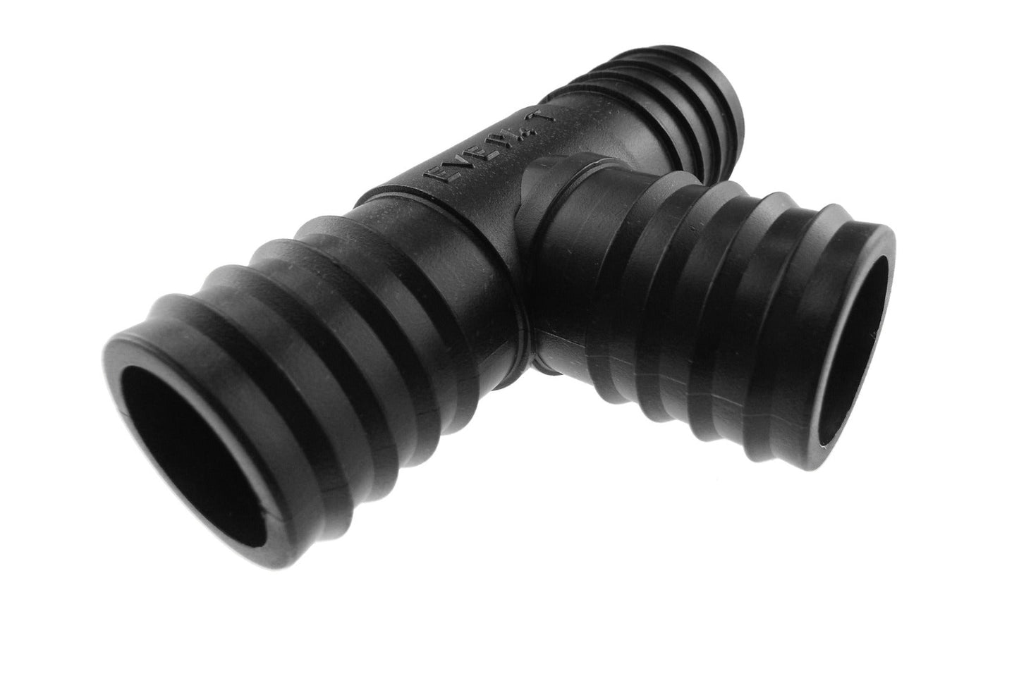 Pond Tee Connector 25mm: black barbed hose connector with 3-way Y-joint