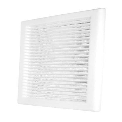 White Louvre vent panel with fine horizontal mesh grille