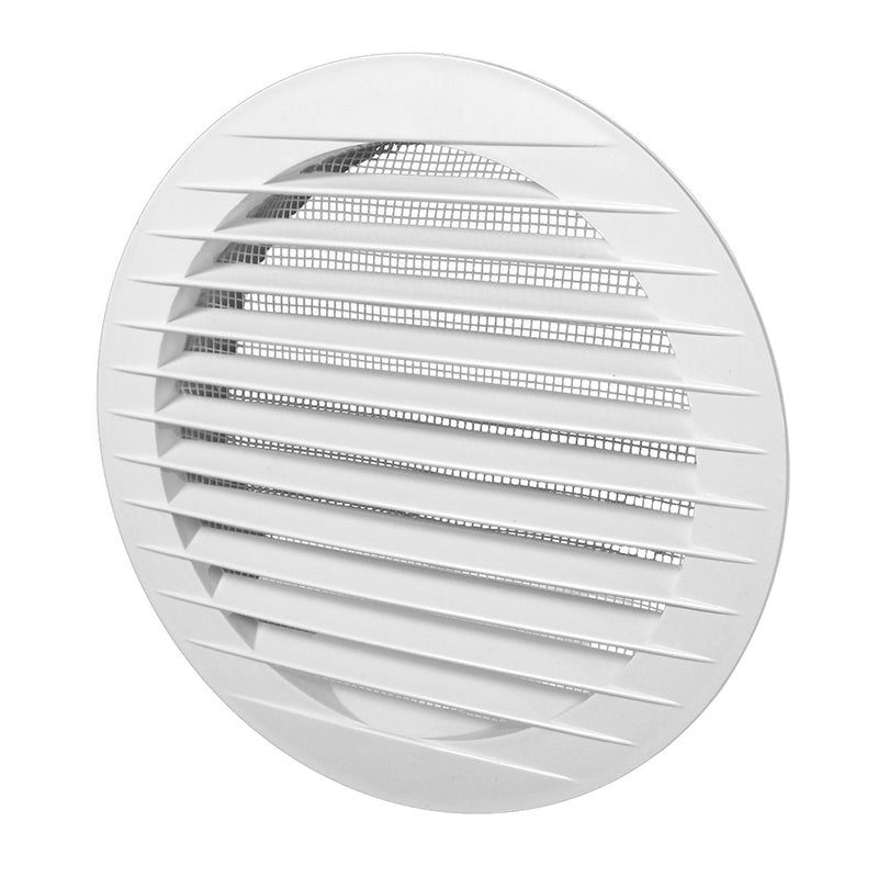 Louvre Vent KRO 125 with fly mesh, white round vent with layered slats