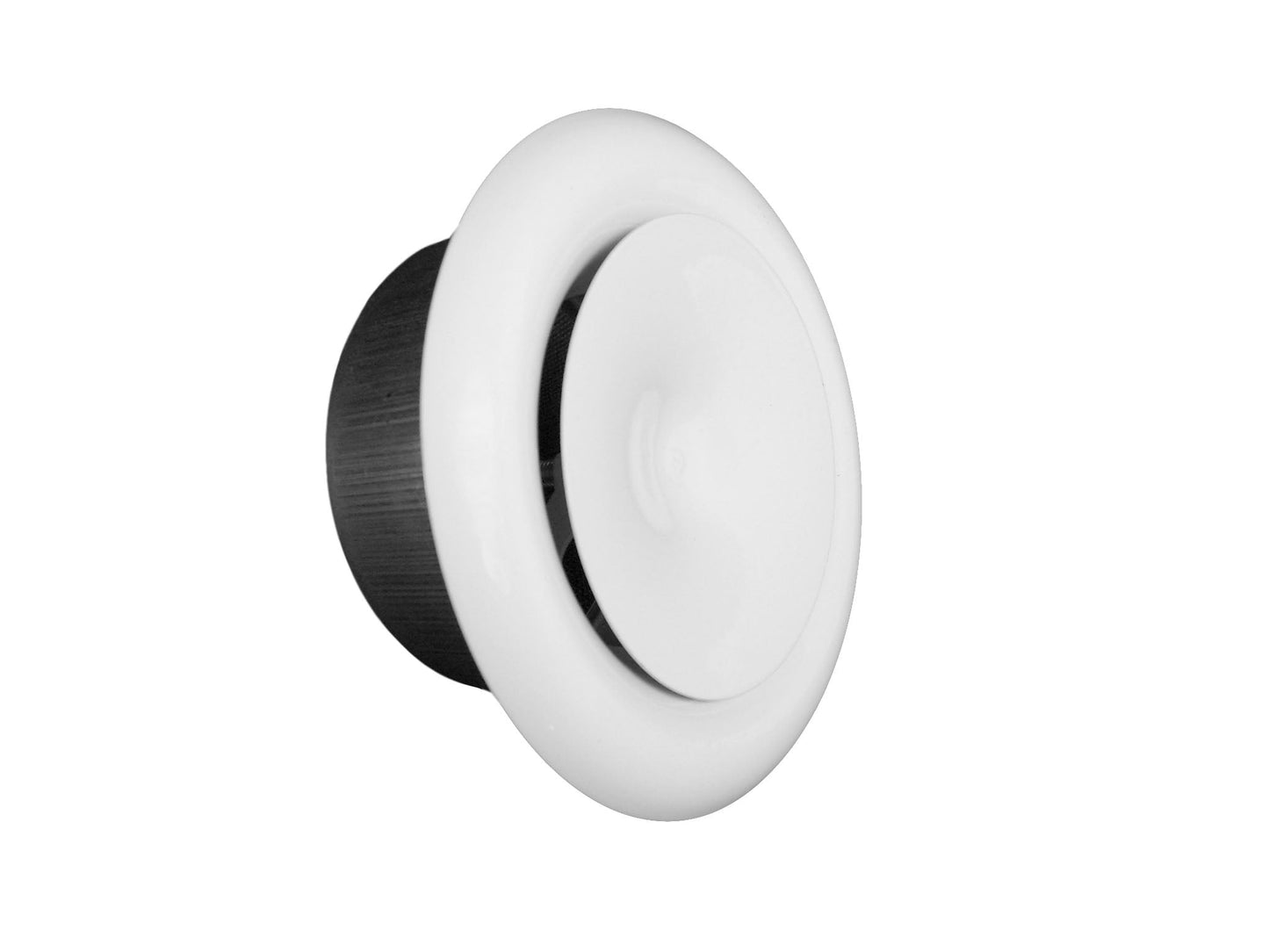 White metal ceiling extract valve with circular grille, 125mm