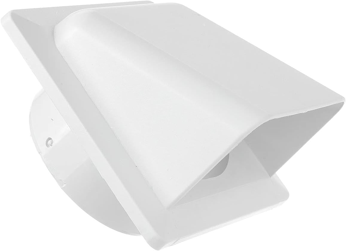 White external louvre vent, side view with louver opening for 100mm