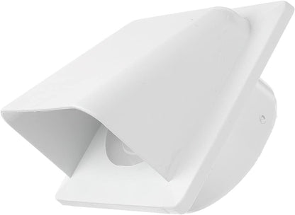 White external louvre vent KRD/100, angled louvre outlet with side mounting flange