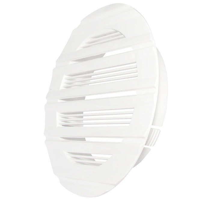 White Bella 150mm round louvre vent, close-up of horizontal slats