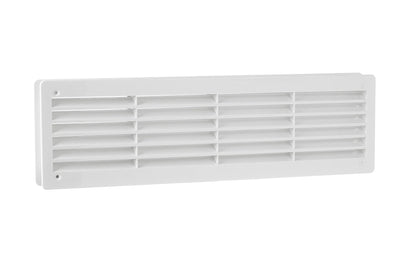 White door louvre vent with horizontal louvers and mounting holes