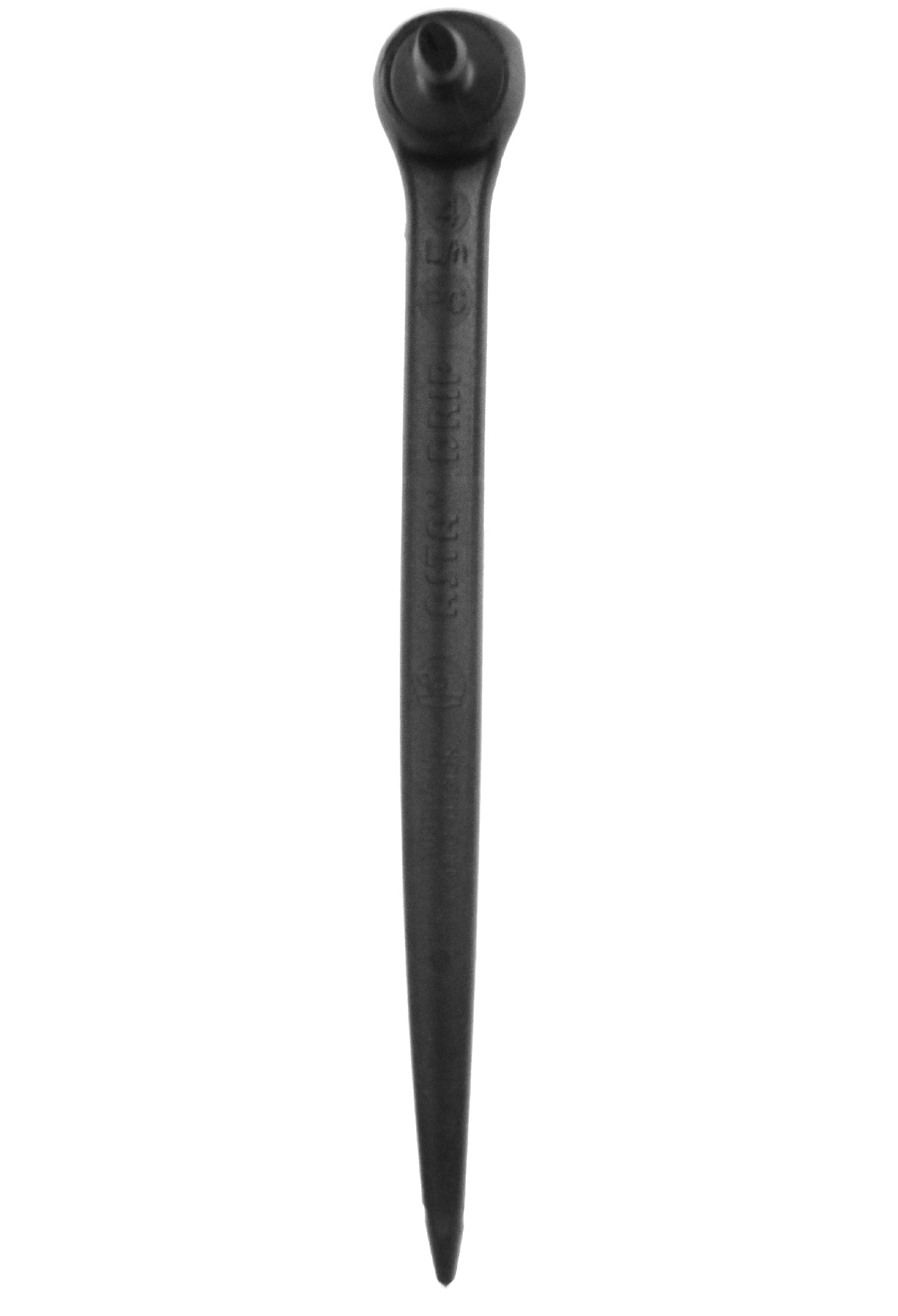 Black spike dripper stake, pointed end and circular adjustment cap