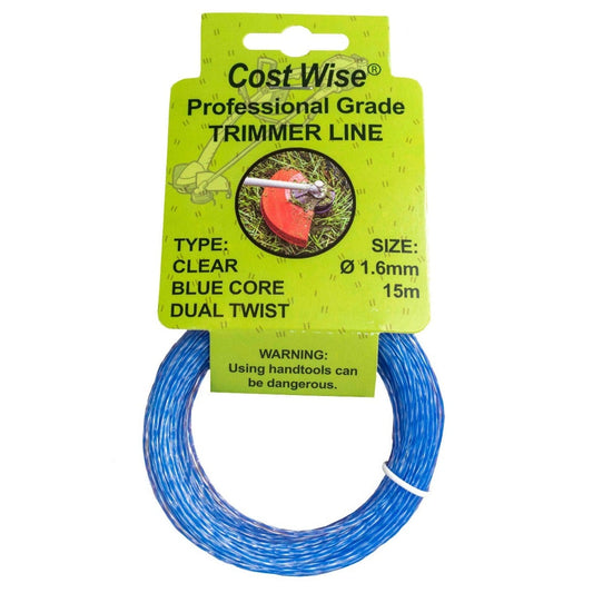 Strimmer line dual twist 1.6mm, blue core, 15m (clear type)