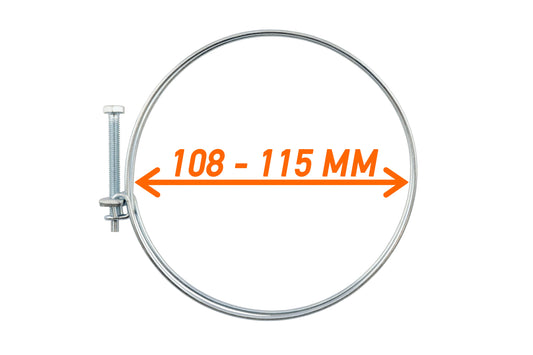 Galvanised double wire hose clamp, 108–115 mm diameter