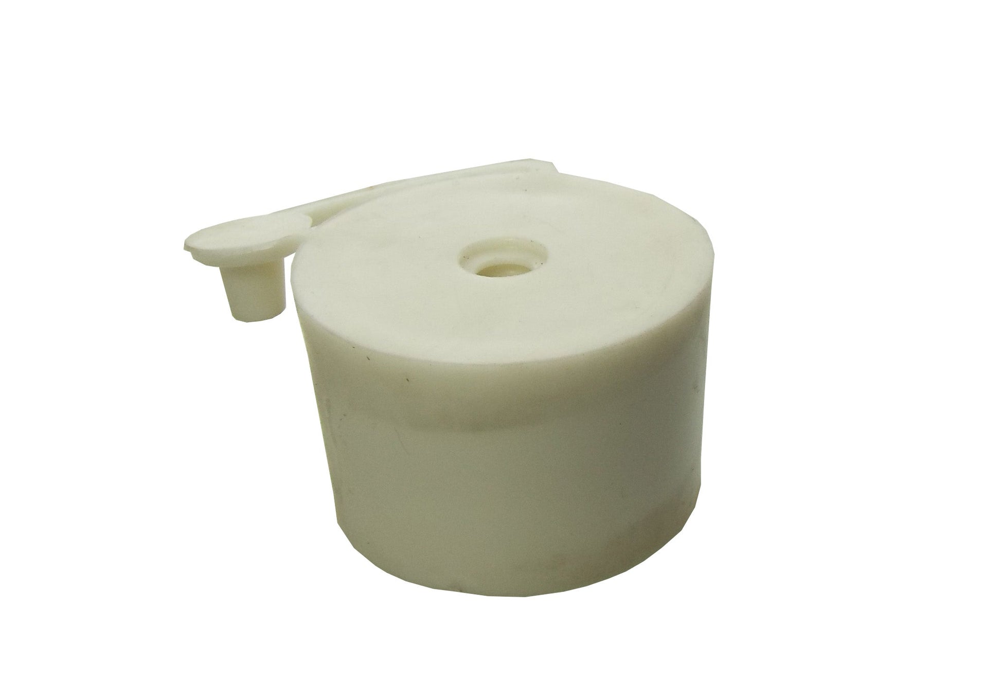 Cream rubber demijohn bung with cap and central hole