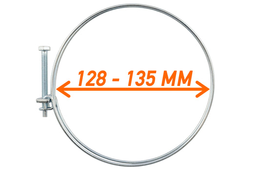 Double Wire Hose Clamp, galvanised, 128–135 mm