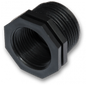 3/4" BSPM to 1/2" BSPF reducing bush, black hex threaded fitting