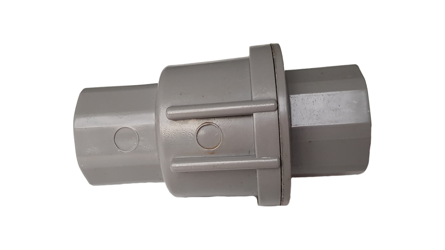 PVC 3/4" BSPF Stopcock, grey valve body with lever crossbar and port end