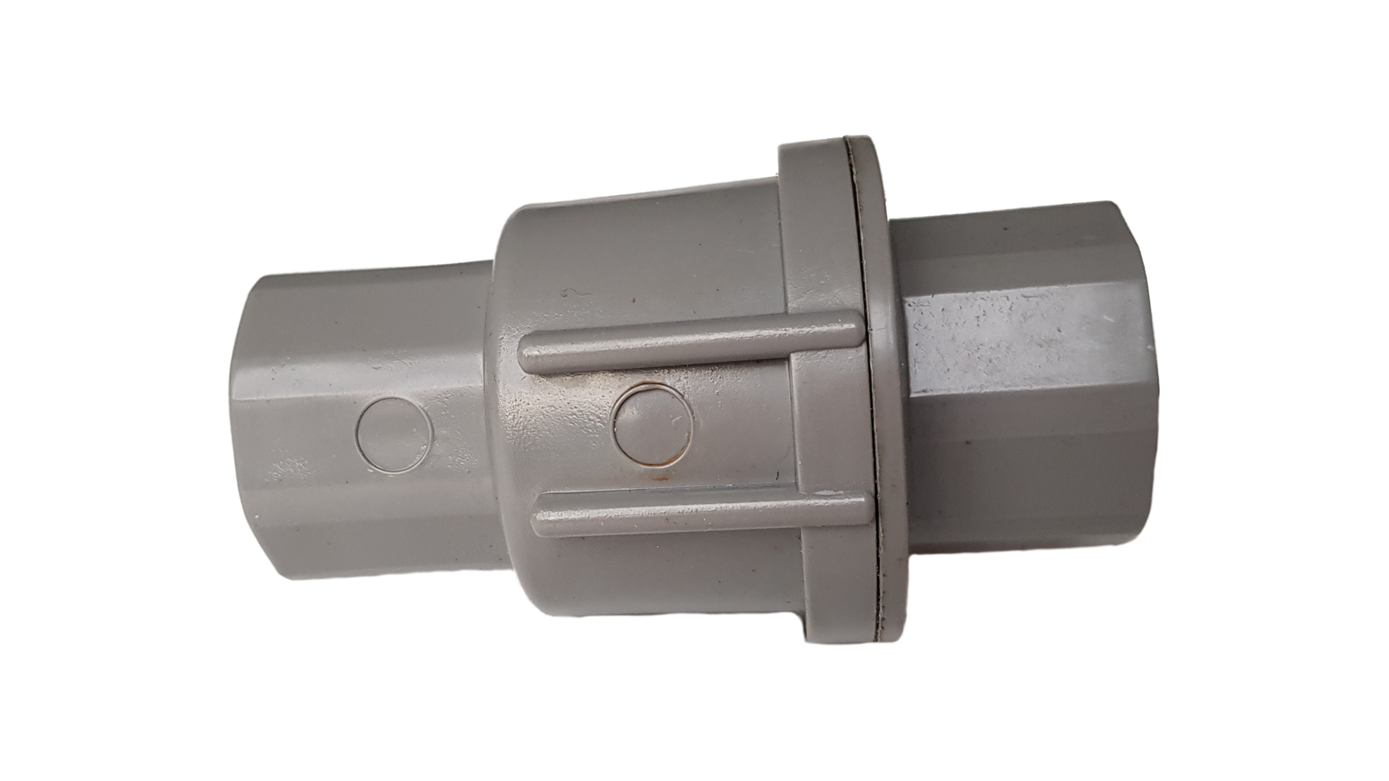 Grey PVC stopcock body with central lever and circular position marks