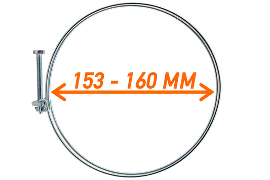 Galvanised double wire hose clamp, 153–160 mm diameter range