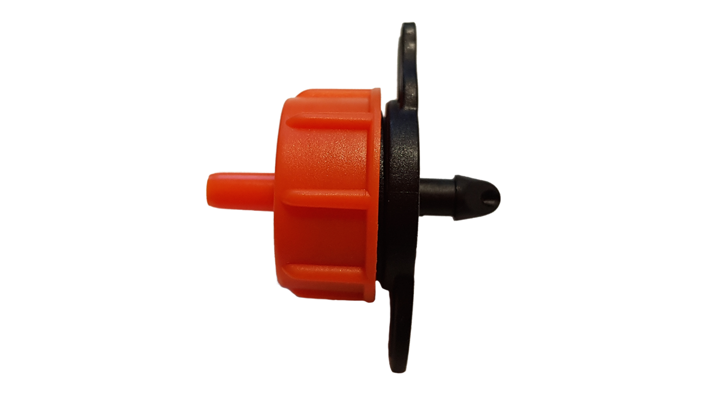 Single Turbo Dripper outlet: orange body, black insert and side nozzle