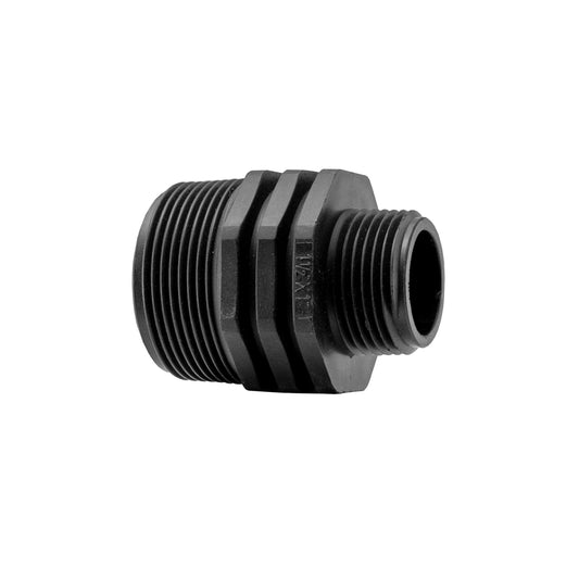 Reducing nipple 1.5" to 1" BSP male BSP, black threaded connector