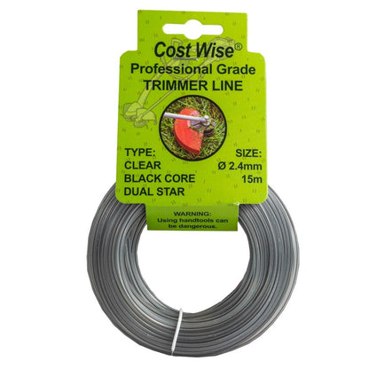 Dual Star Strimmer Line 2.4mm, 15m roll, black core