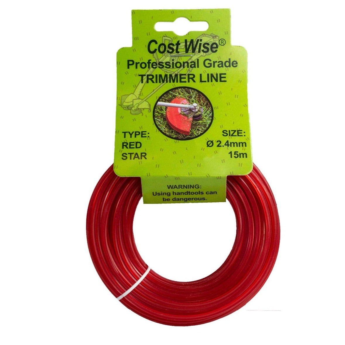 Red trimmer line 2.4mm, 15m spool (Red Star) for strimmer
