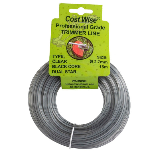 Strimmer line dual star, black core 2.7mm x 15m on retail label