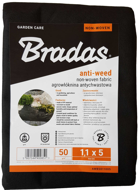 50g non-woven weed membrane 1.1m x 5m bag, anti-weed label