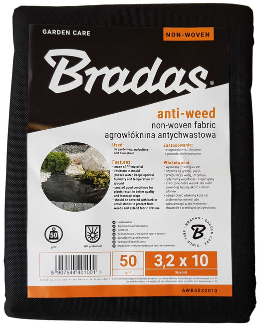 Non-woven weed membrane pack, 3.2m x 10m, 50g, dark material
