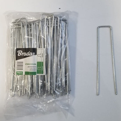 Weed mat metal hold down pegs, galvanized, 30mm x 150mm (pack of 100)