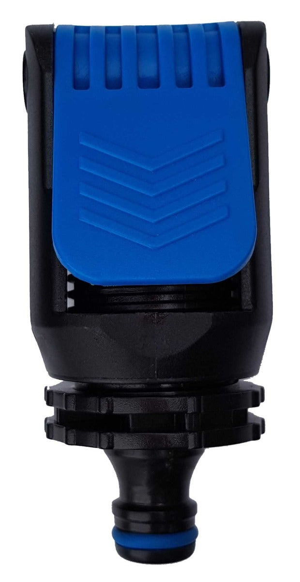 Blue non-branded adaptor head on black base with blue connector ring