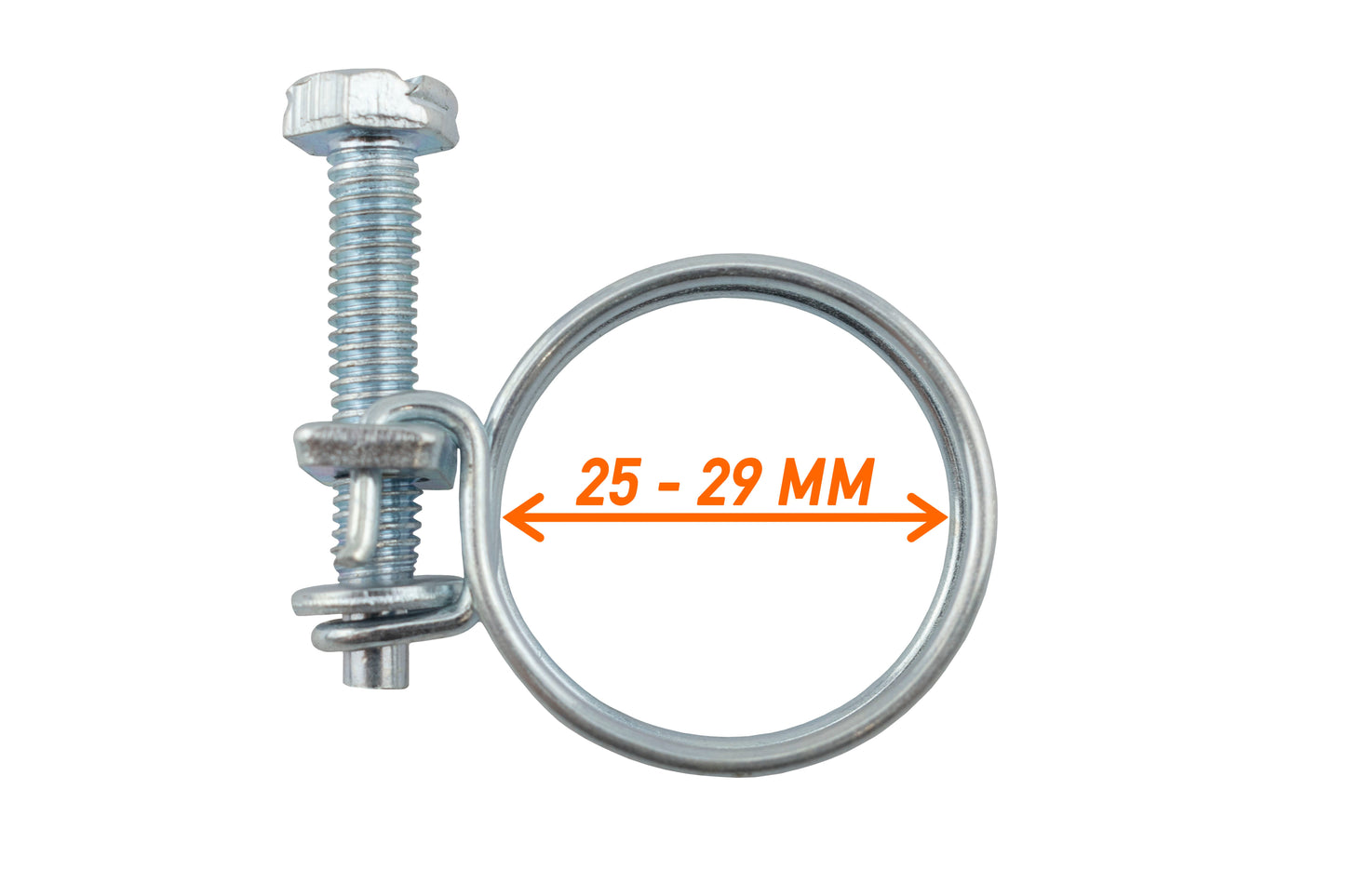 Galvanised double wire hose clamp, 25–29 mm diameter