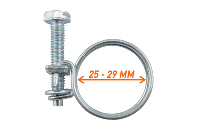 Galvanised double wire hose clamp, 25–29 mm diameter