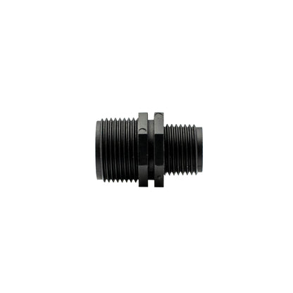 BSP male reducing nipple with hex ends, black twin-thread fitting