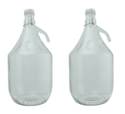 5L Glas-Demijohn 2er-Set mit Swing-Top Verschluss, Bügelbügel, transparent