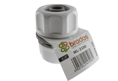 Hose Mender 1/2" WL graues Verbindungsstück mit Etikett und Gewindeanschluss